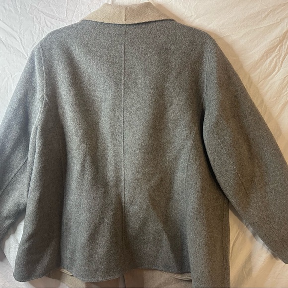 Talbots Petite 2X Gray Wool Blend Open Front Waterfall Collar Jacket - Picture 10 of 13